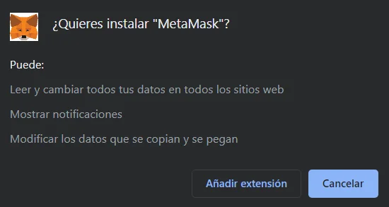 popup añadir extension